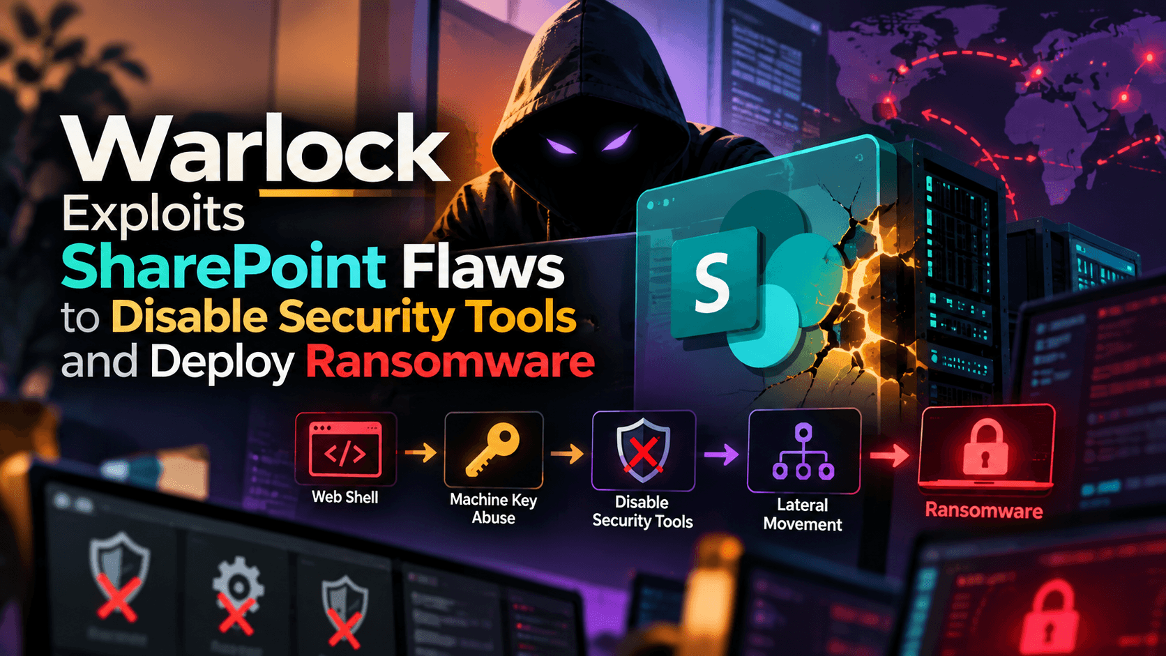 Warlock Ransomware Exploits Microsoft SharePoint Flaws to Disable Security Tools and Deploy Ransomware